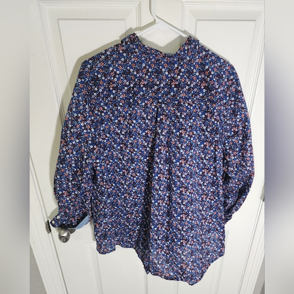 St Johns Bay Womens Floral Button Up Collared Top - Picture 2 of 10